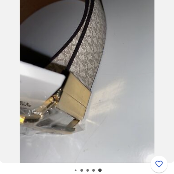 MICHAEL KORS BELT VANILLA PRINTED MK LOGO WITH GOLD MK LOGO BUCKLE - Picture 9 of 9